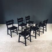 Brutalist dining chairs by Dittmann for Awa Radbound, Netherlands, 1970s, set of 6.