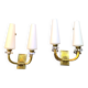 Pair of Art-Déco bronze & opaline sconces from Maison Lunel, France, 1950