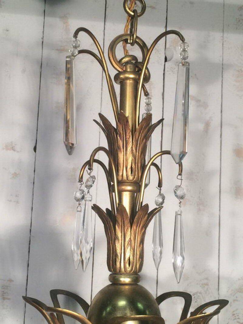 Bronze and crystal chandelier in the style of the Baguès house