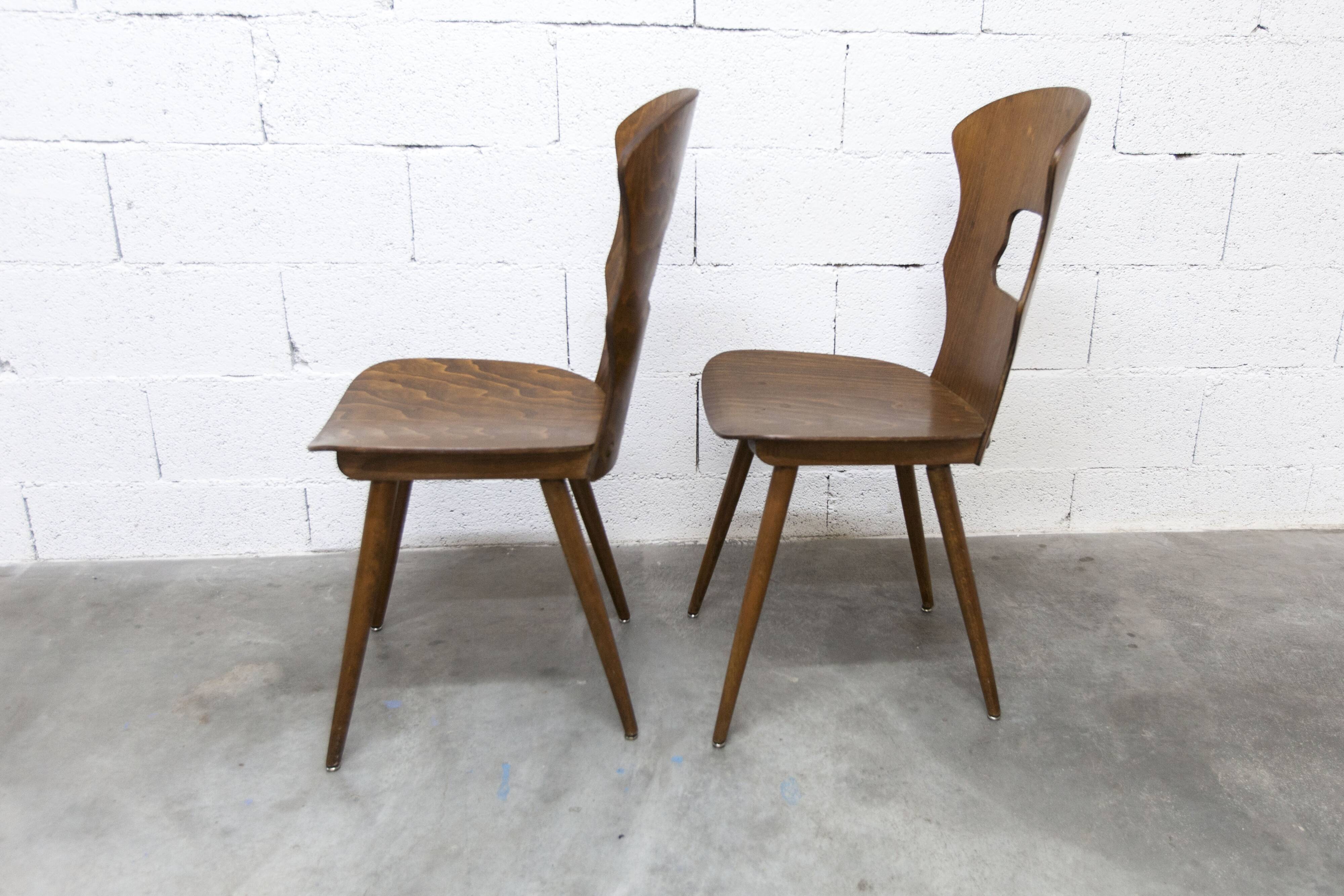 Paire de chaises Baumann modèle Gentiane 1960
