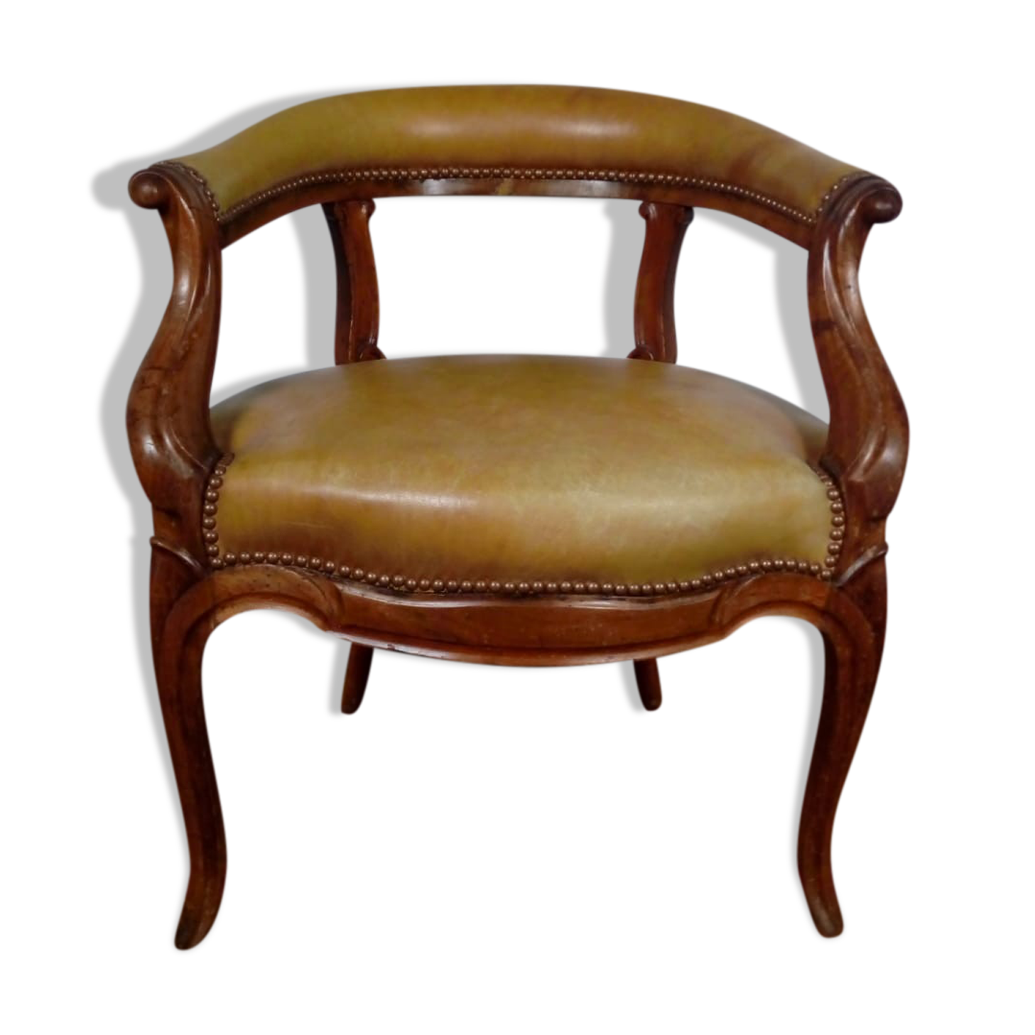 Restaurant desk - Louis Philippe walnut and leather 19th