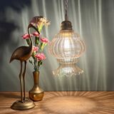 Vintage amber glass globe pendant light