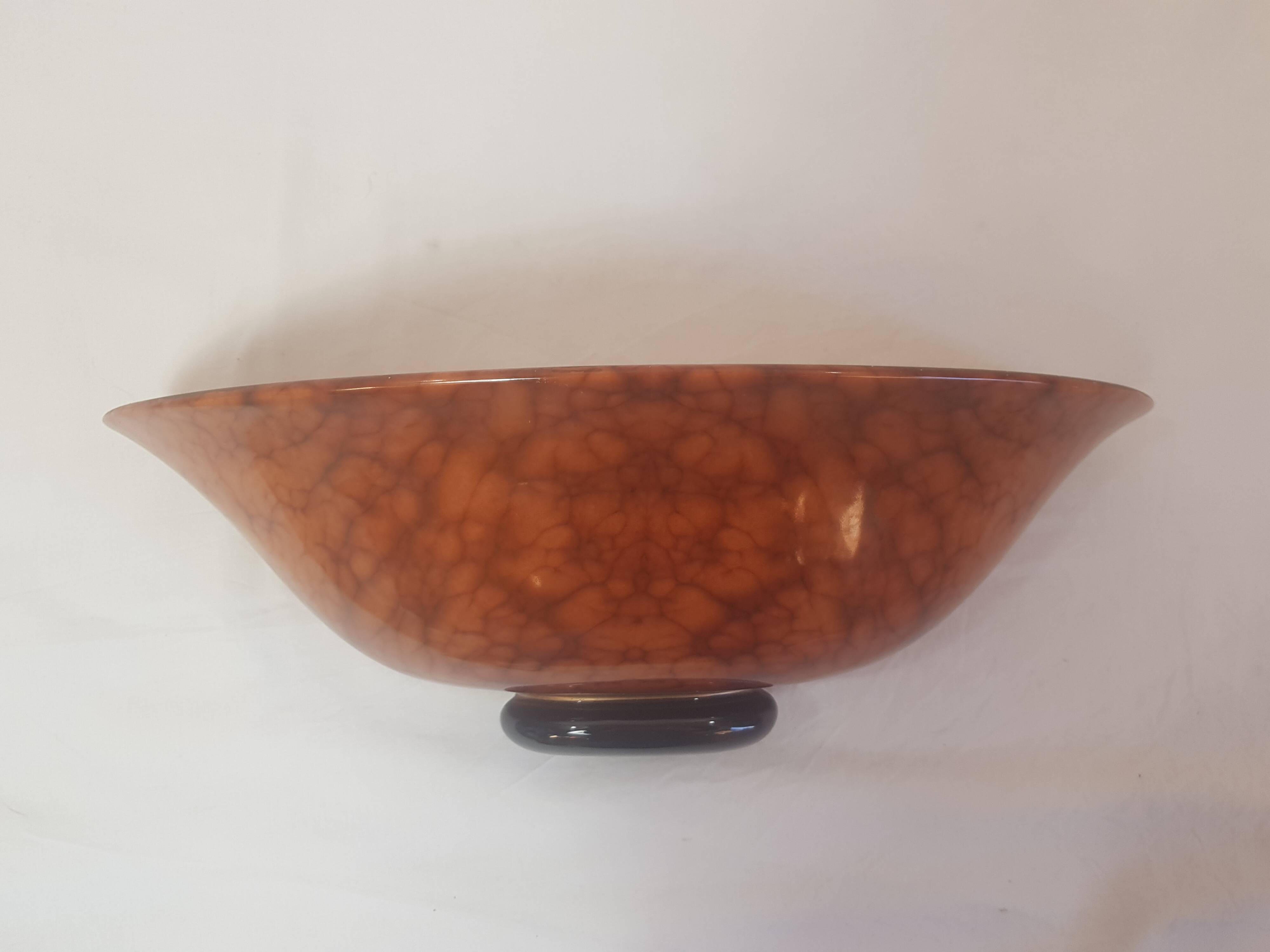 Burl walnut effect ceramic wall light in art deco style