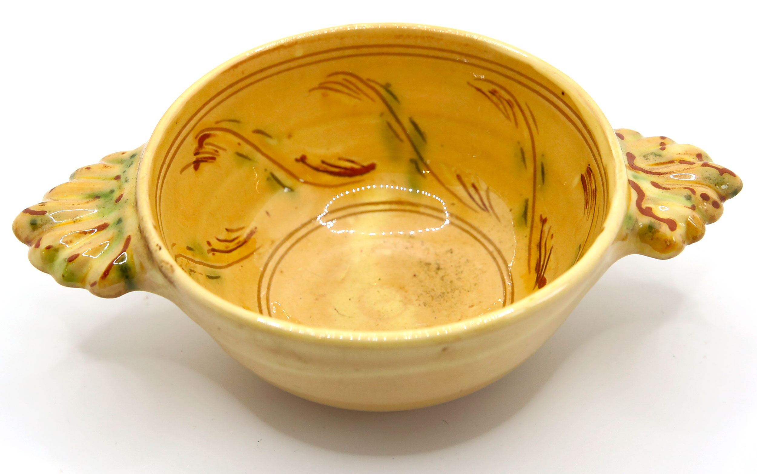 Provencal bowl in yellow ceramic and scrolls