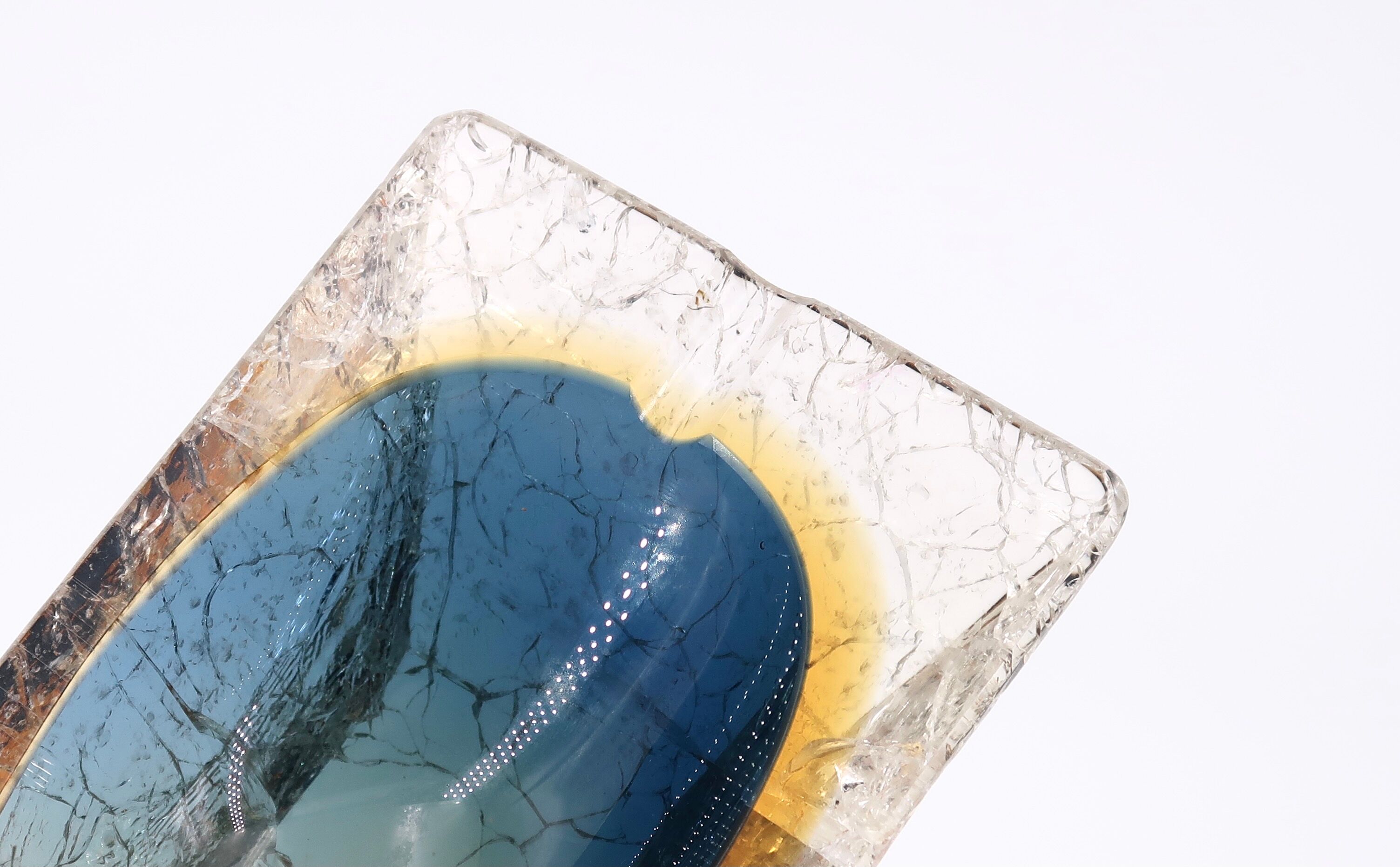 Cendrier en verre craquelé de Murano, Italie années 70