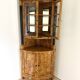 Biedermeier corner display cabinet in birch burl