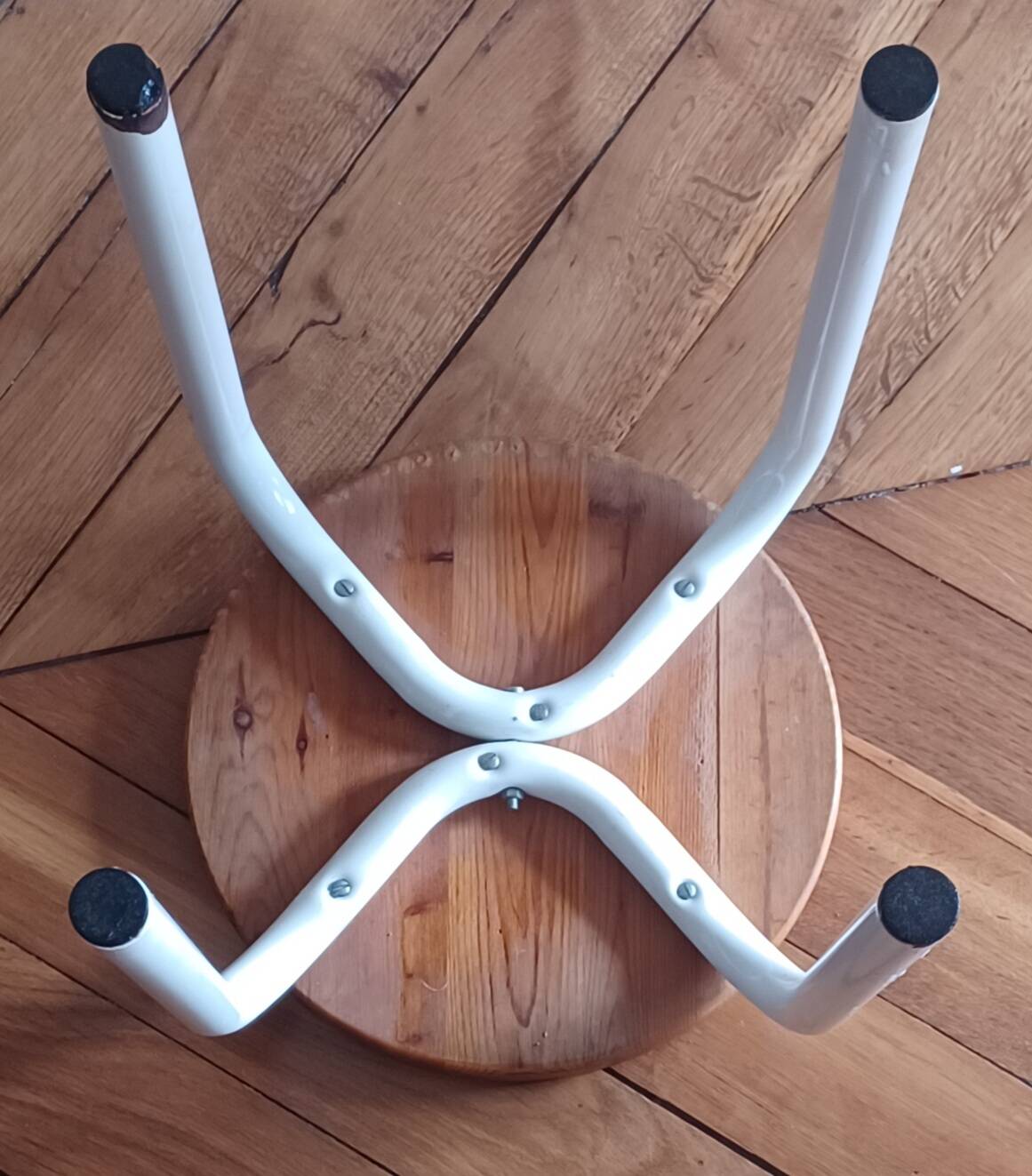 Tabouret en métal et bois, 1960-1970