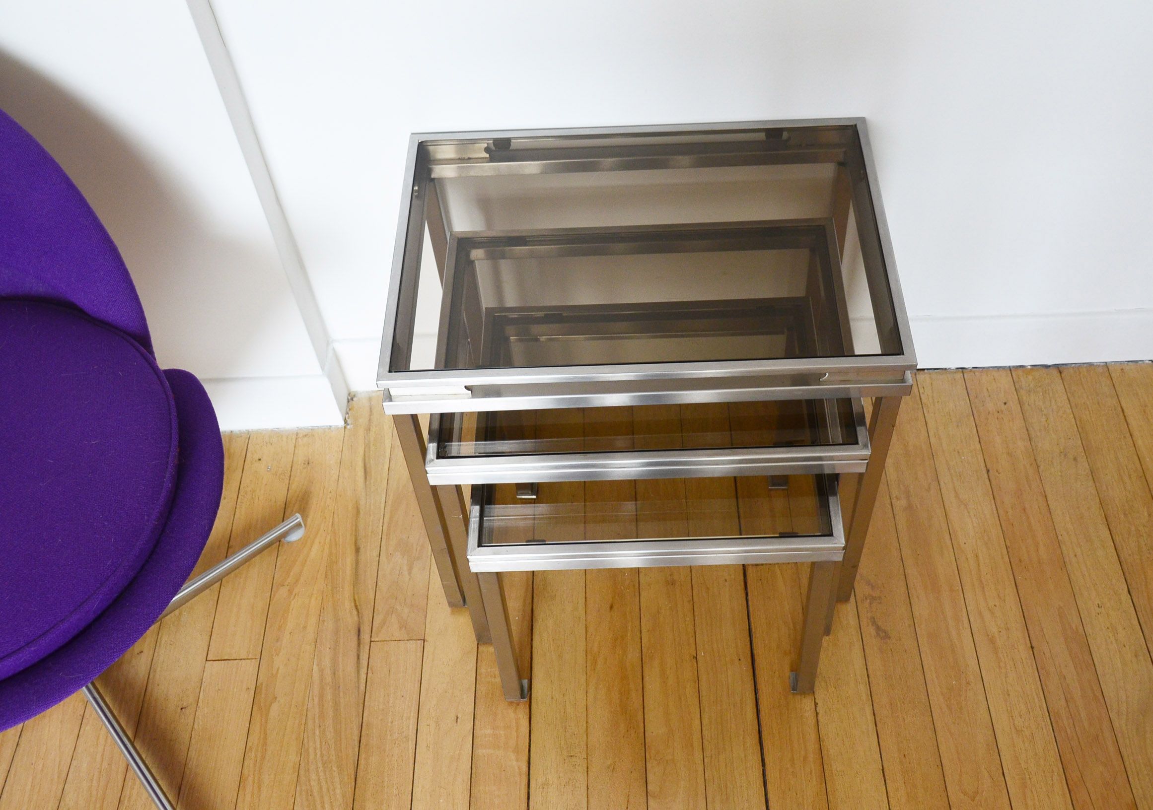 Lot 3 pull out tables by Maison Jansen by Guy Lefèvre 1970