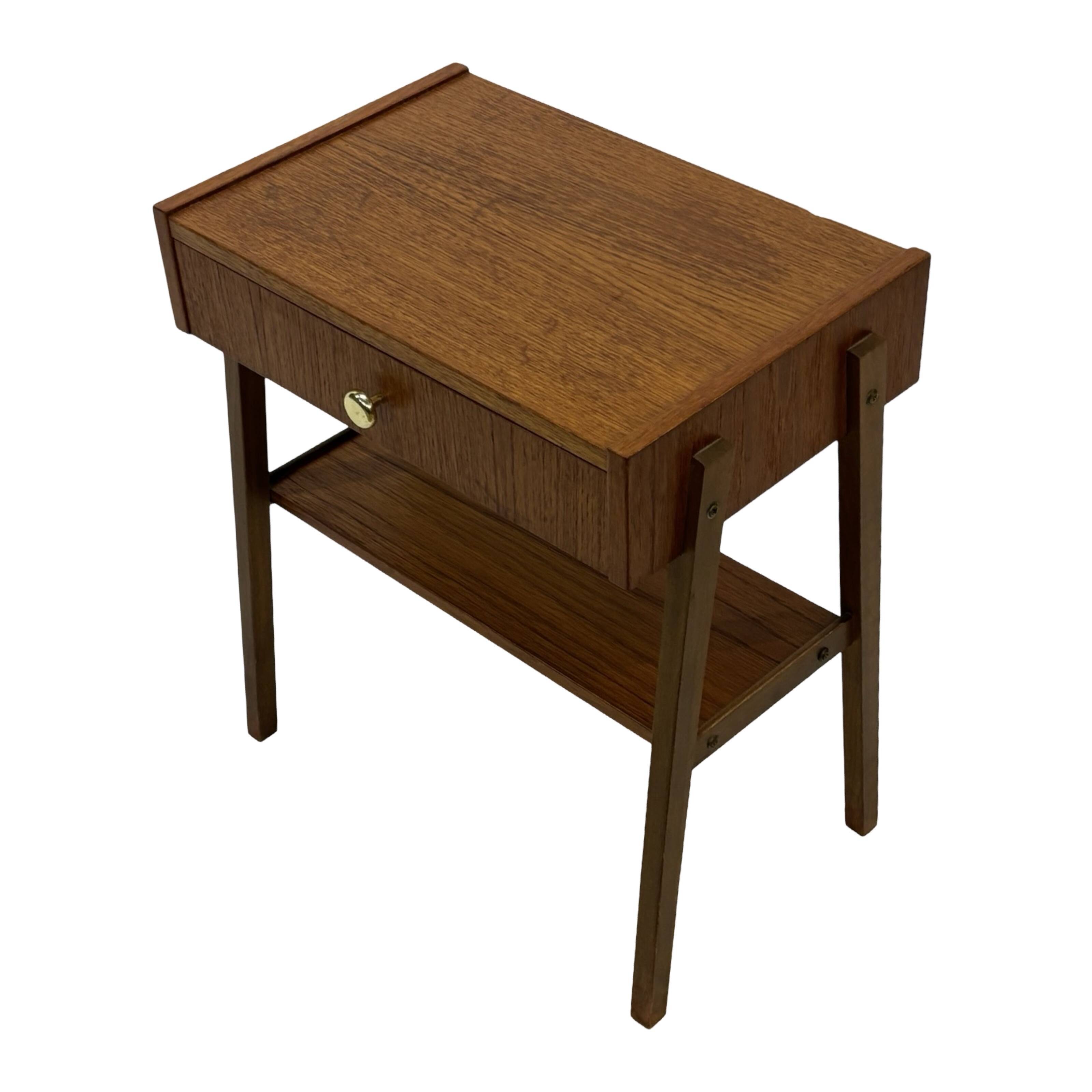 Vintage Compact Cabinet Bedside Table Teak Veneer 1960s