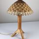 Bamboo and rattan table lamp with woven shade, 1950s