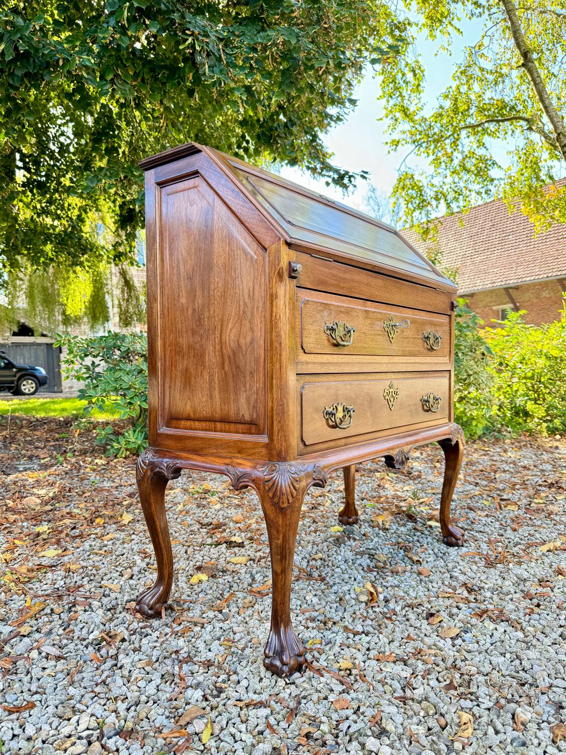 Chippendale Style Mahogany Slant-Leaf Desk/Secretary