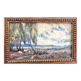 Tableau, troupeau de chèvres et son gardien,époque XIX ème
