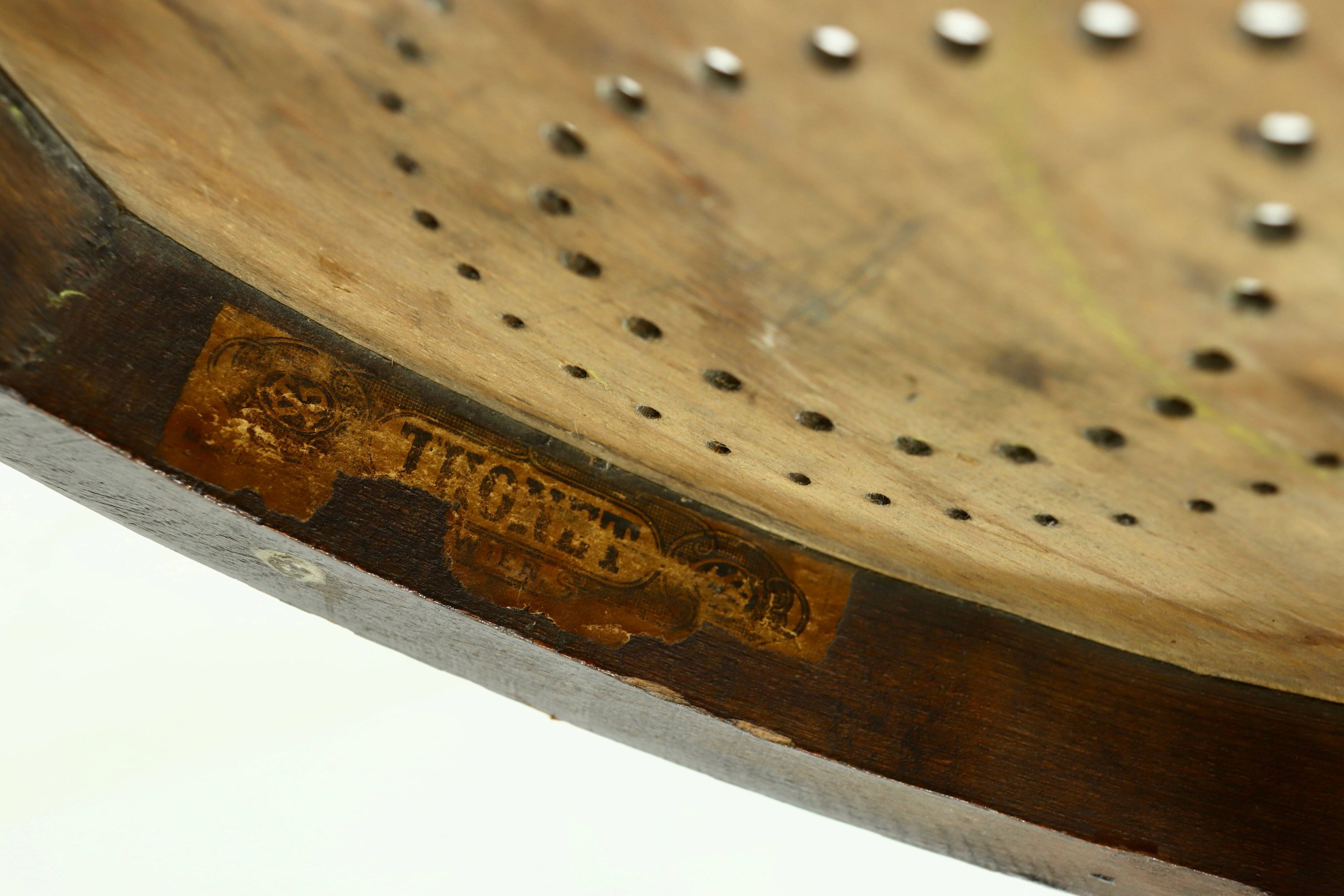 Antique Thonet Bistro Chair with Decorative Legs and Perforated Seat 1920s