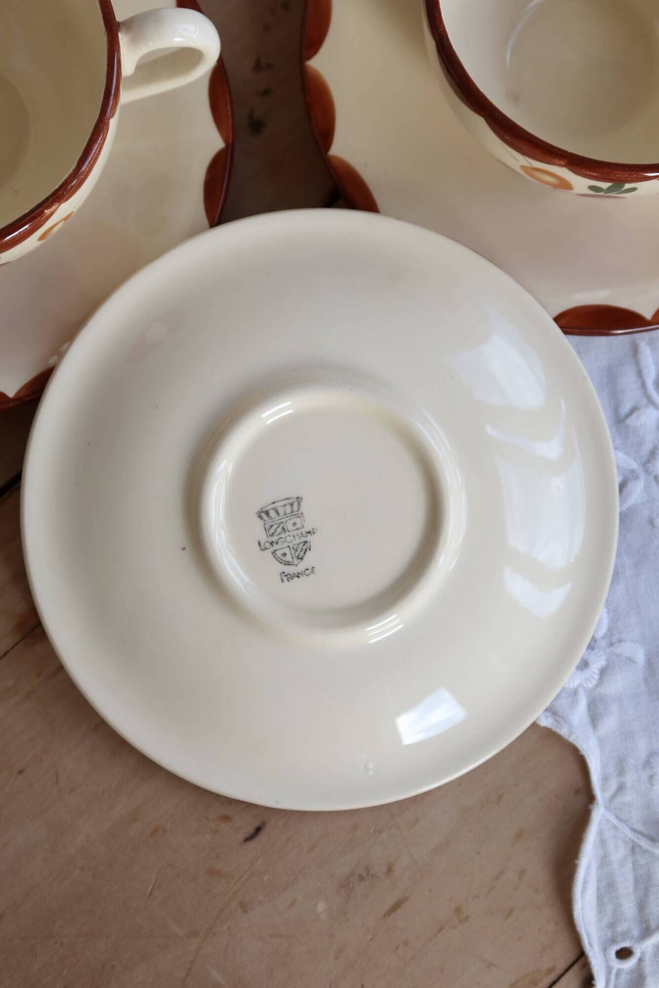 Vintage tea cups in Longchamp earthenware - Agen model