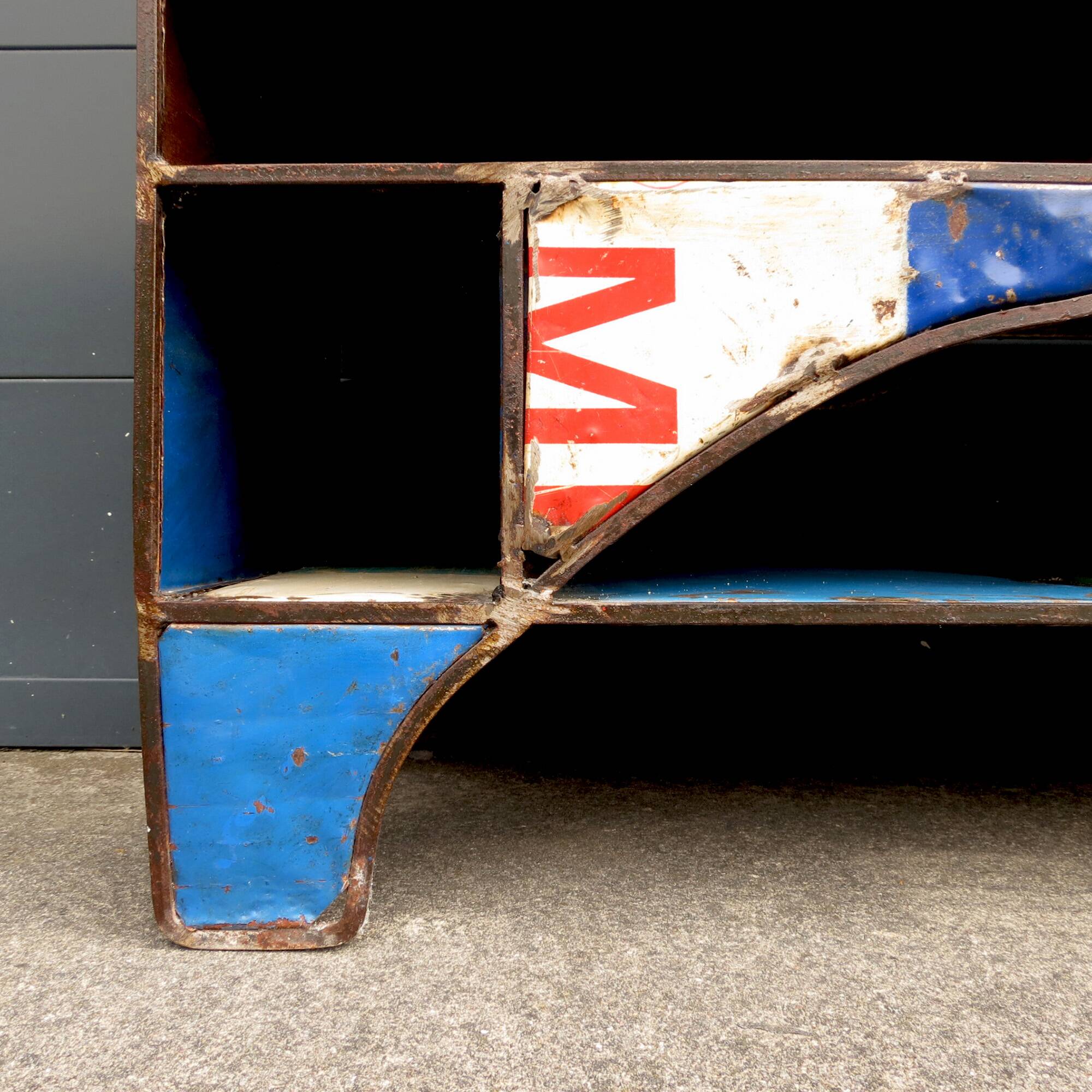 Brutalist shelve of recycled metal, 2000s