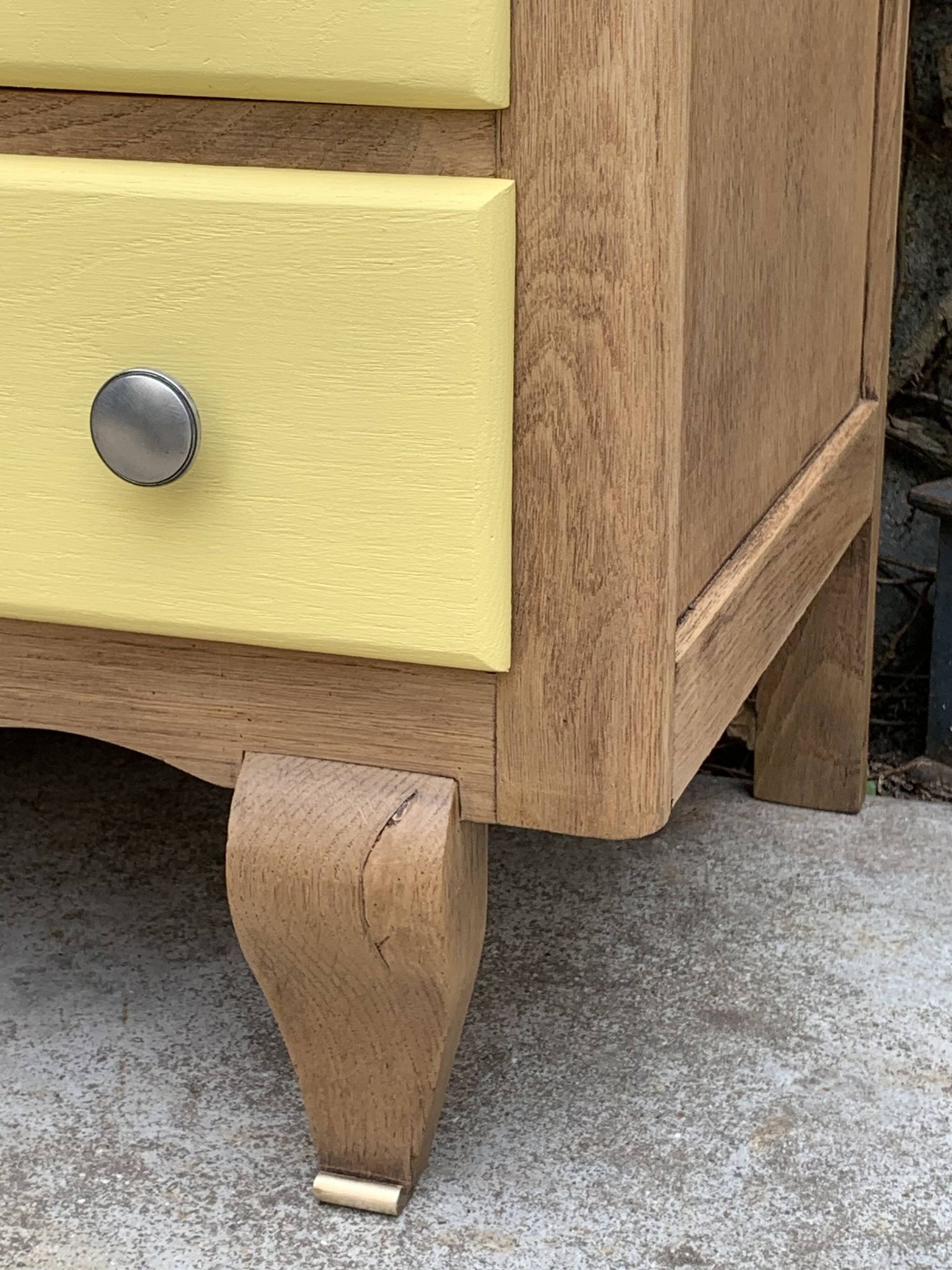Art Deco chest of drawers in raw oak and yellow