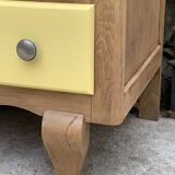 Art Deco chest of drawers in raw oak and yellow