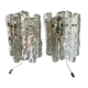 Pair of Ice Glass Wall Sconces  by J.T. Kalmar, Austria