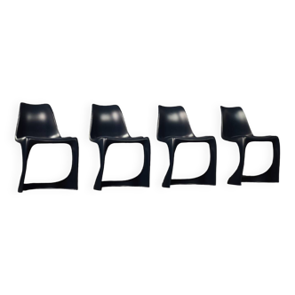 Navy Blue Space Age Modo 290 Chairs by Steen Østergaard for Nielaus, Set of 4