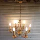 Antique cage chandelier in bronze, 6 lights, Louis XV style, in working condition, 4.8 kg.