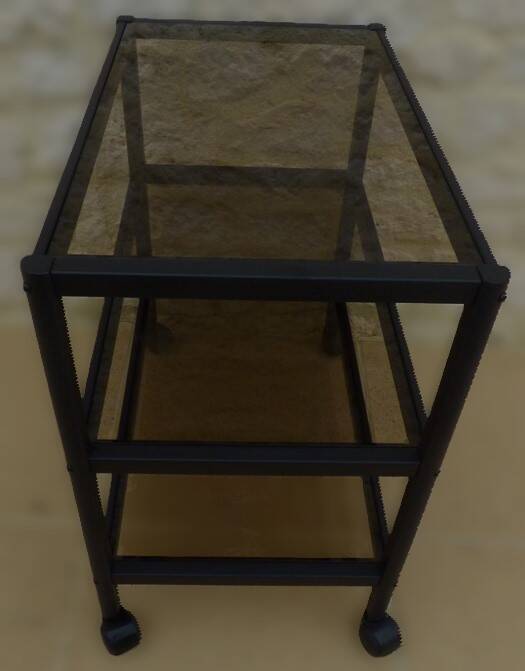 Erard design brand modern serving table with glass shelves and aluminum structure