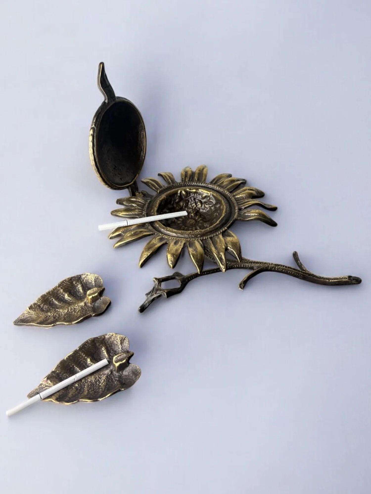 Bronze sunflower ashtray, Spain, 1950s