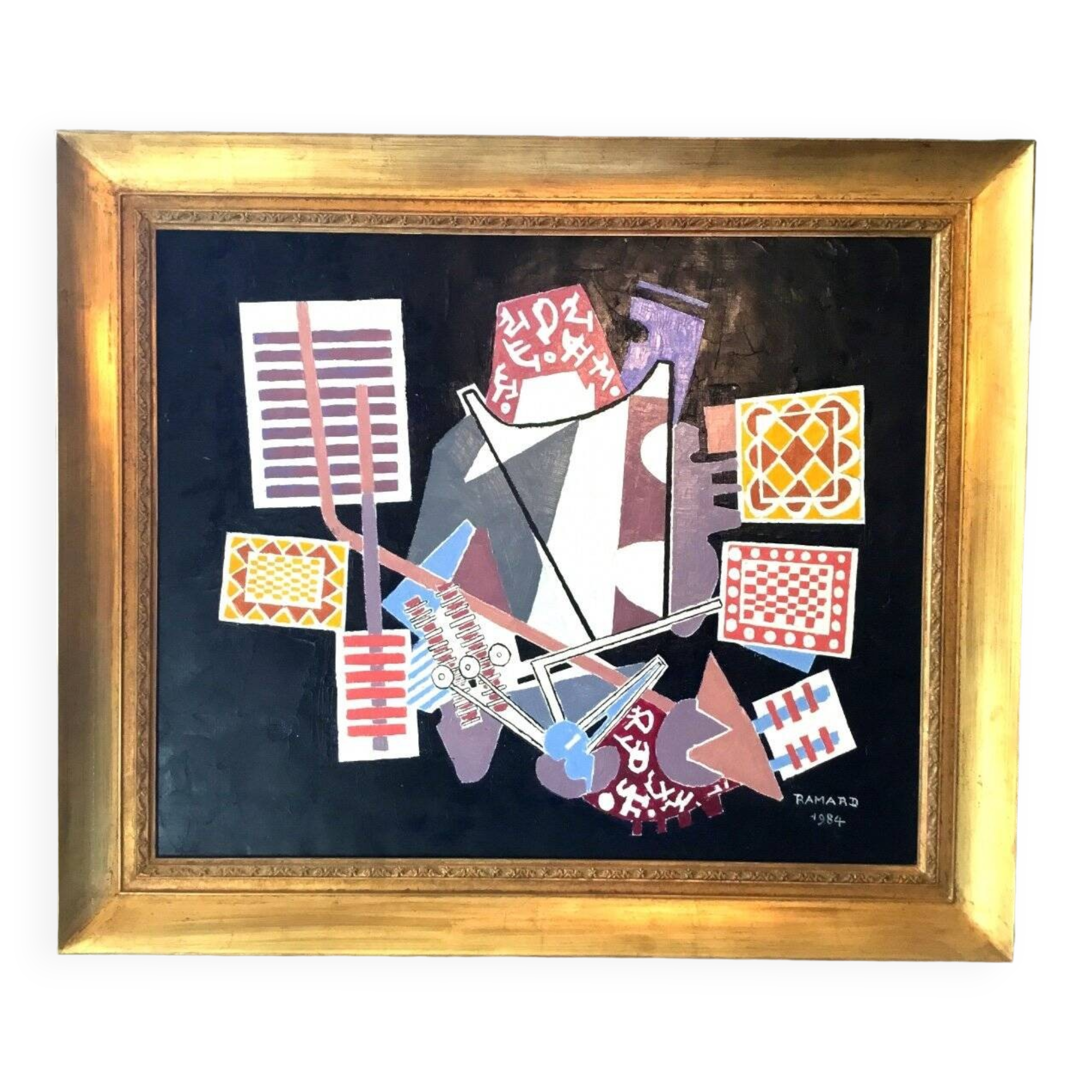 Huile abstraite colorée de la fin du XXe siècle