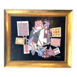 Huile abstraite colorée de la fin du XXe siècle