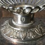 Pair of salt pans, solid silver salt shakers and Crystal Hallmark Rooster XIX