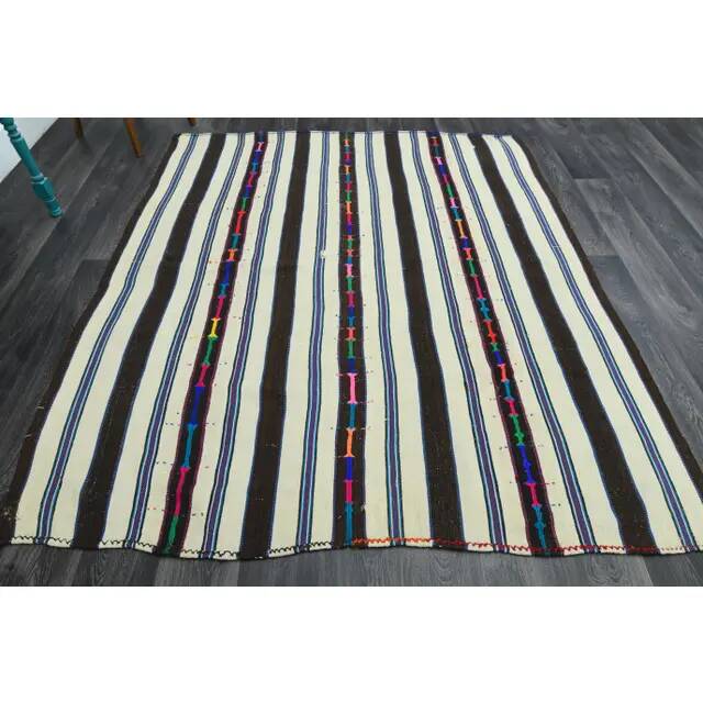 1970s Vintage Turkish Oushak Handmade Wool Cotton Beige Area Rug 195x228