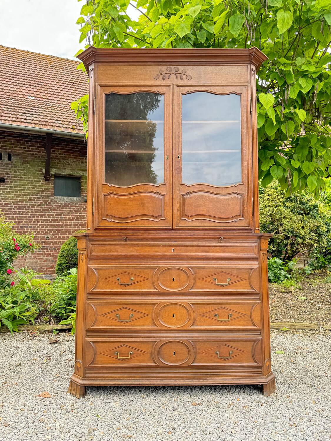 Impressive Castle Commode Forming Showcase From Louis XIV XVIII Eme Century