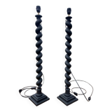 Pair of antique black twisted lamps