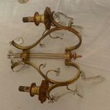 Art deco wall lamp with beveled stamps in gilded brass