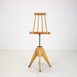 Midcentury wood revolving chair, czechoslovakia, 1970s