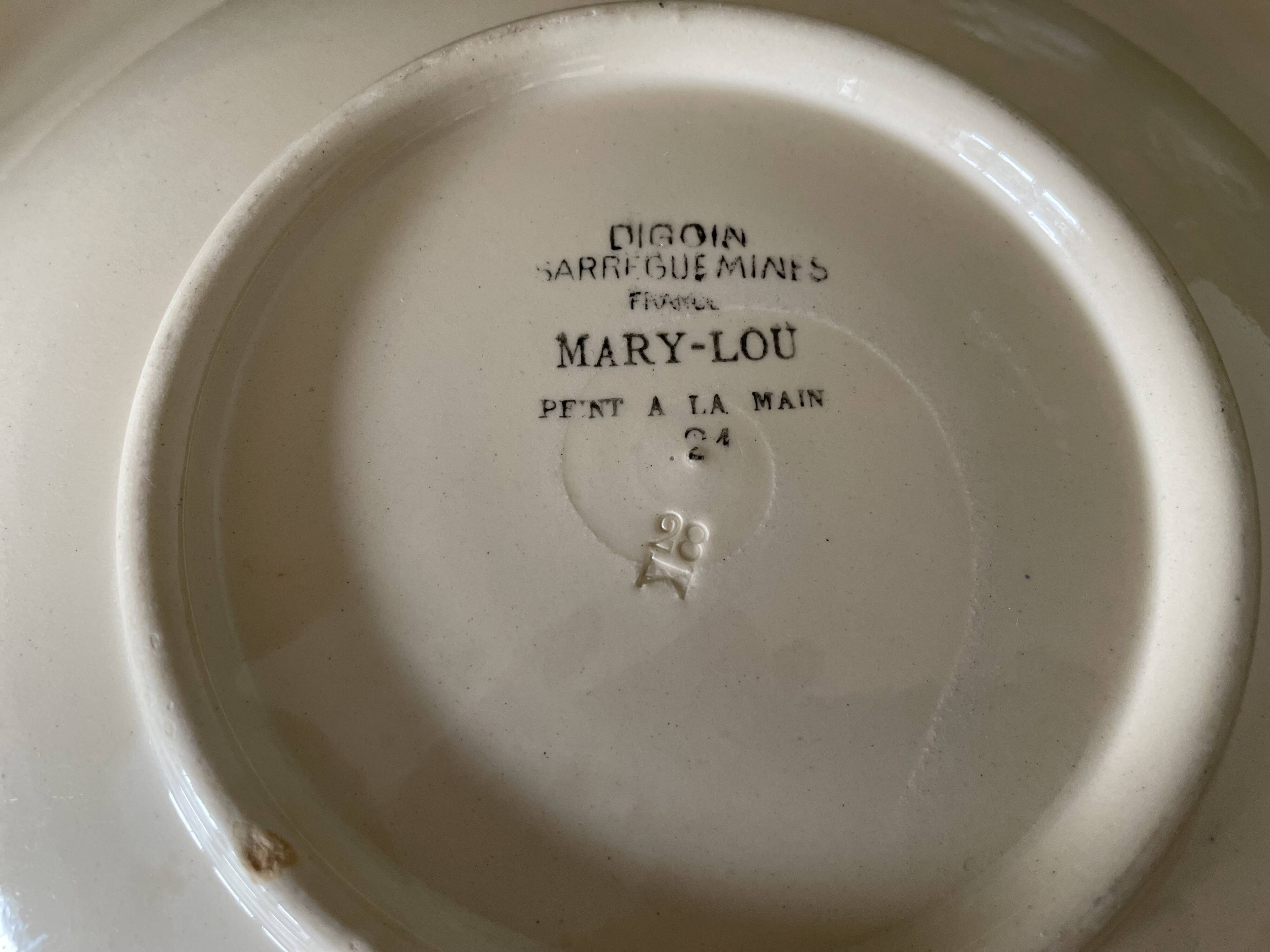 Old hollow dish in Sarreguemines earthenware