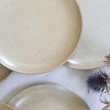 Set of 6 flat plates in sandstone, Sandstone village, vintage French