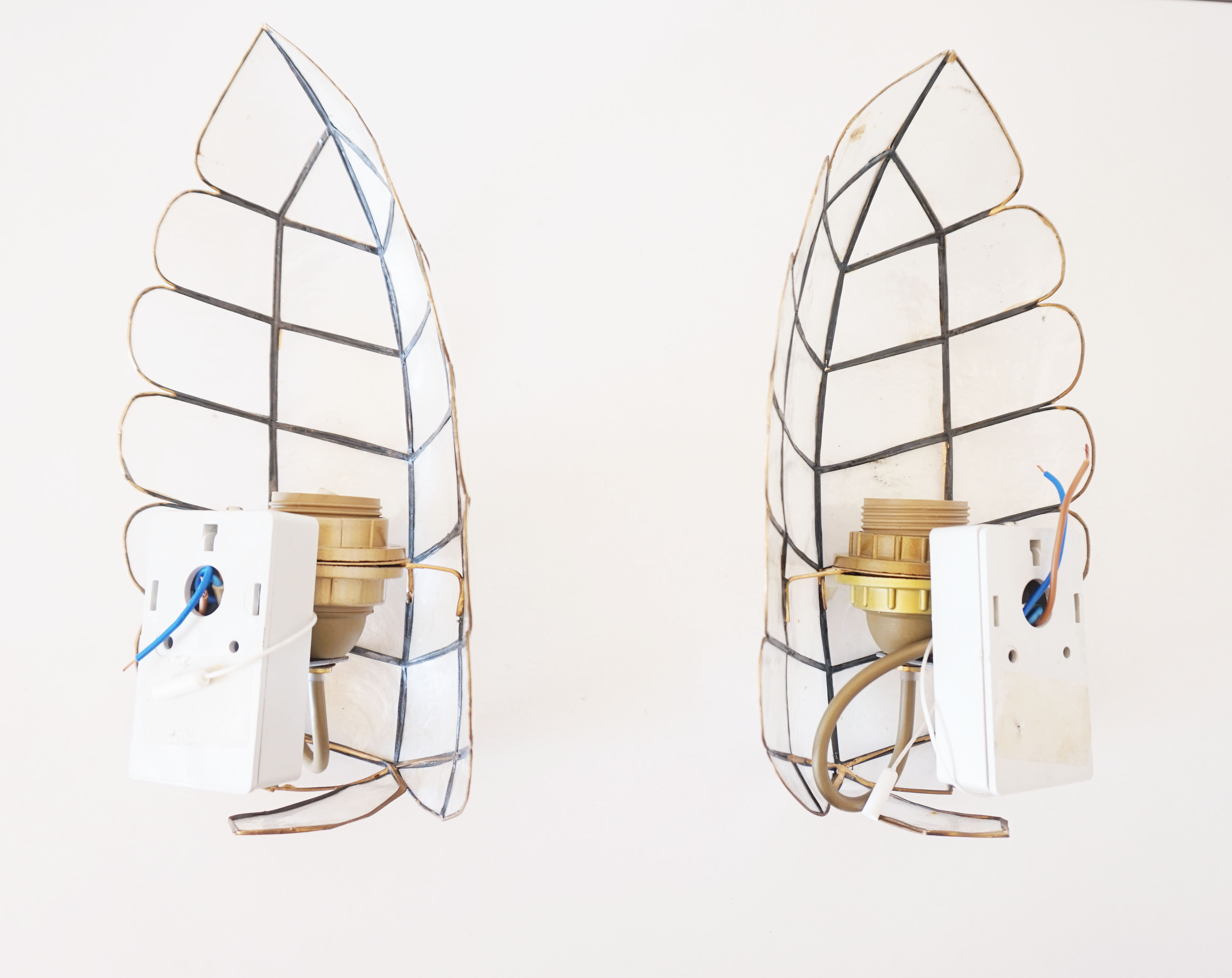 Pair of mother-of-pearl sconces