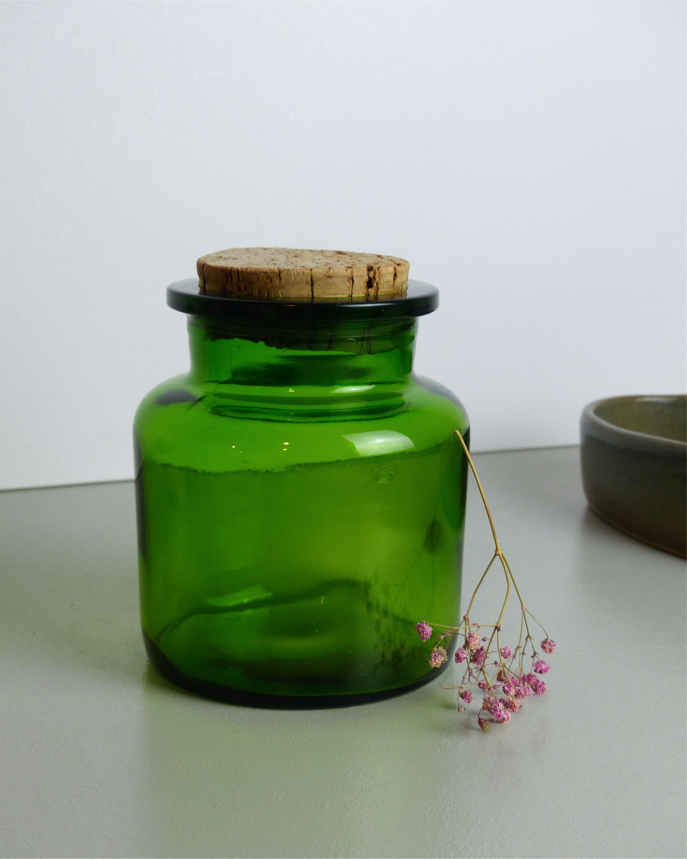 Green glass jar or jar