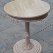 Petite table basse ronde travertin/bout de canapé années 80/90