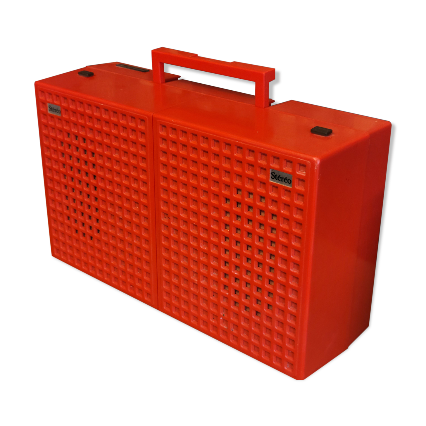 Vintage stereo electrophone record player Continental Edison red orange