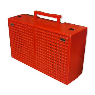 Vintage stereo electrophone record player Continental Edison red orange