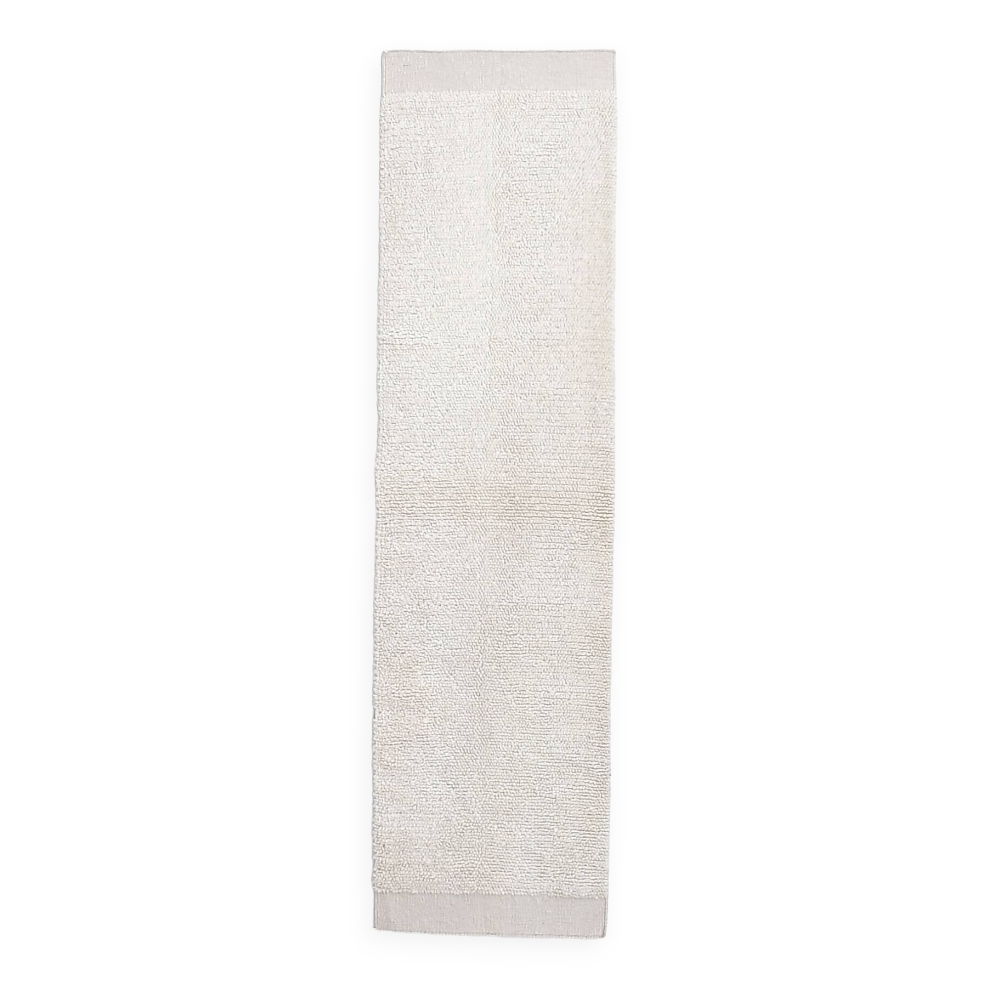 Tapis de couloir vintage en laine fait main blanc 2x8, 67x246 cm