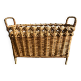 Porte-revue en osier et rotin, années 1960