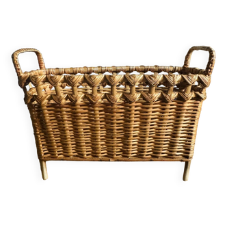 Porte-revue en osier et rotin, années 1960