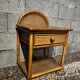 Vintage bedside table in rattan, wood and canning