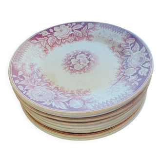 Set of 10 Sarreguemines dessert plates