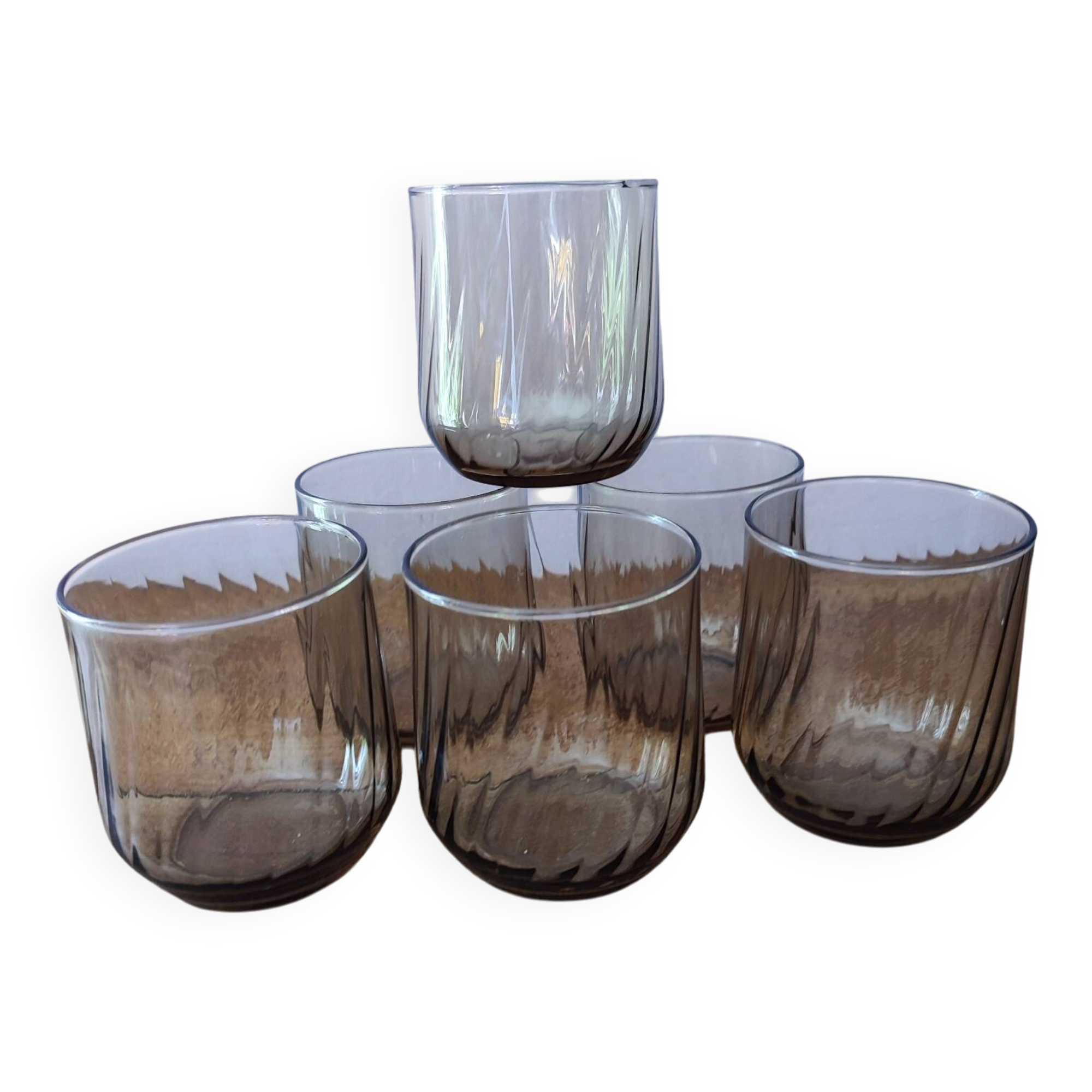 6 amber glass glasses