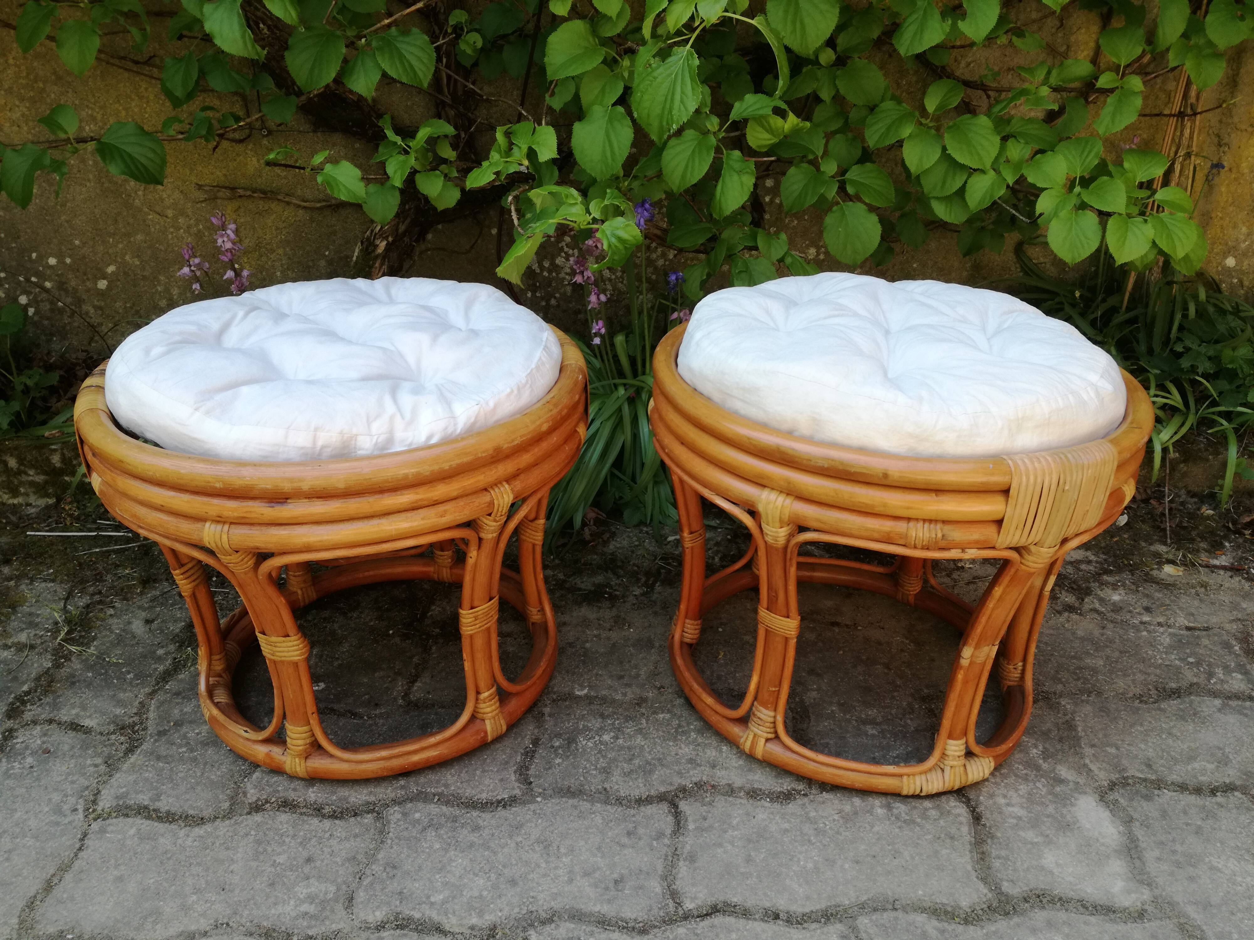 Pouf bamboo and rattan