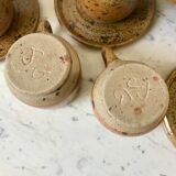 coffee service 6 cups and saucers, teapot and sugar bowl in ceramic / pottery / stoneware years 50-6