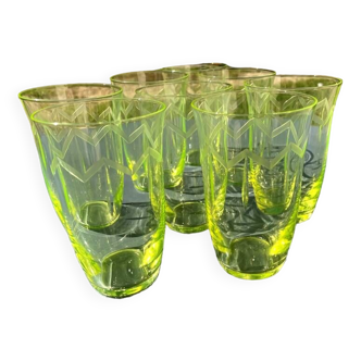 Set of 8 art deco ouraline cups or glasses